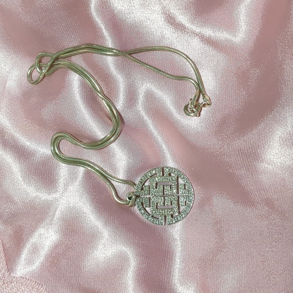 Sterling silver and diamond necklace - Picture 1 of 4